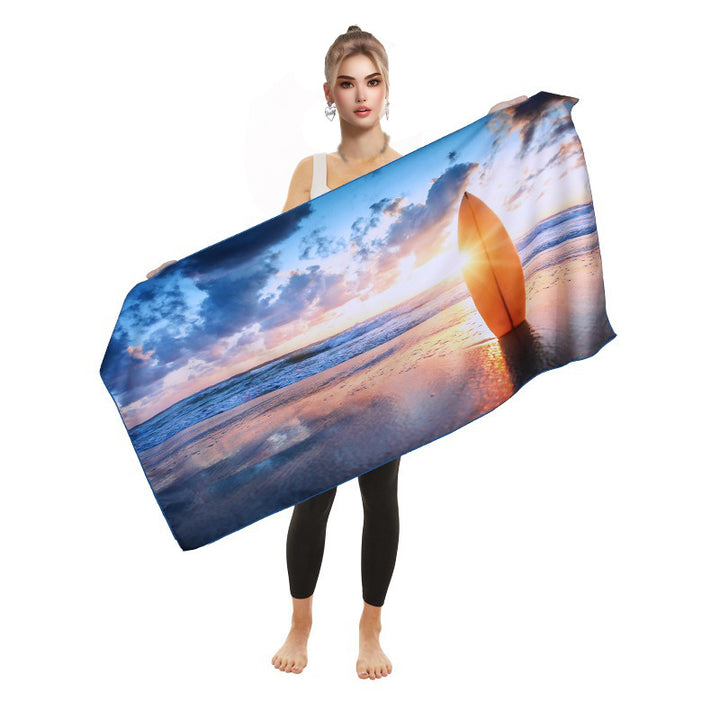Women's beach towel with colorful flamingo pattern Bowlift