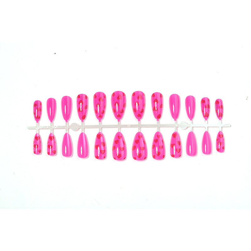 Decorative Press-On Nail Art Set with Heart Patterns Bowlift