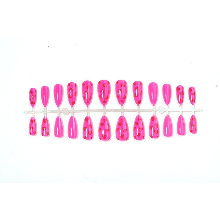 Decorative Press-On Nail Art Set with Heart Patterns Bowlift