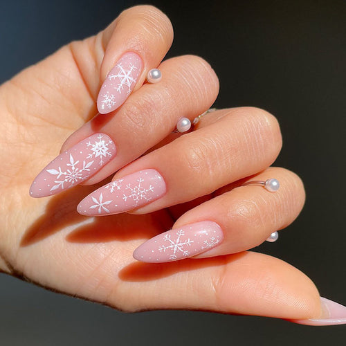 Frosted Snowflake Press-On Nail Set Bowlift