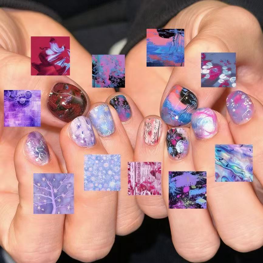 Artistic Cat-Themed Press-On Nail Art Set Bowlift