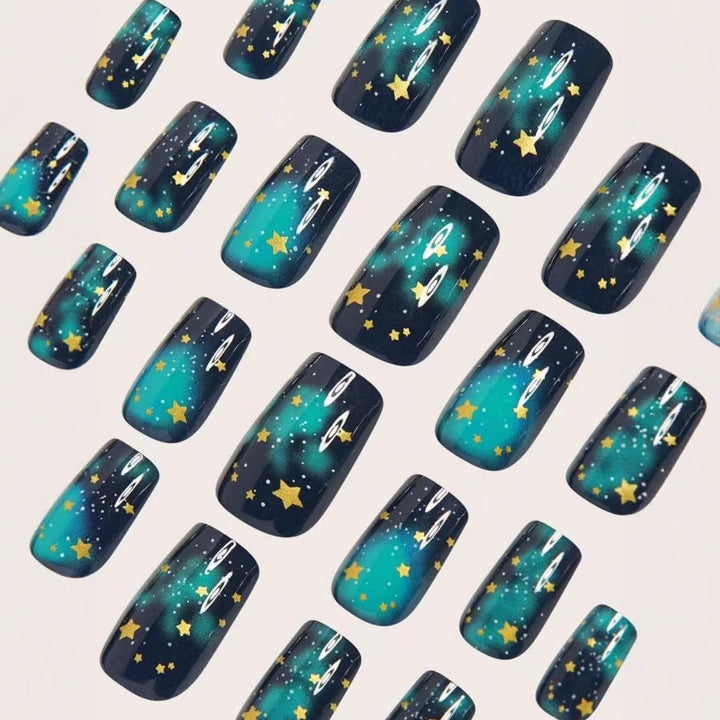 Glitter nail polish with star accents Bowlift