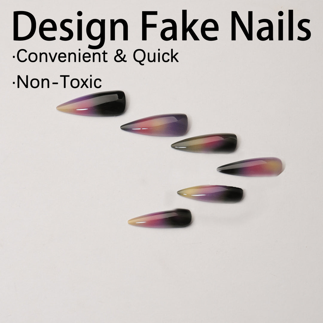 Acrylic Nail Set with Modern Ombre Effect Bowlift