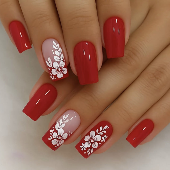 Elegant Floral 3D Acrylic Nail Art Extensions Bowlift