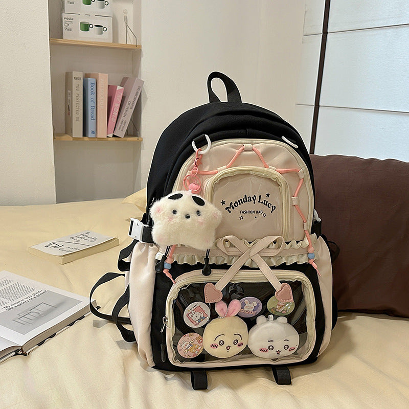 Fashionable leisure backpack with creative details and versatile compartments Bowlift