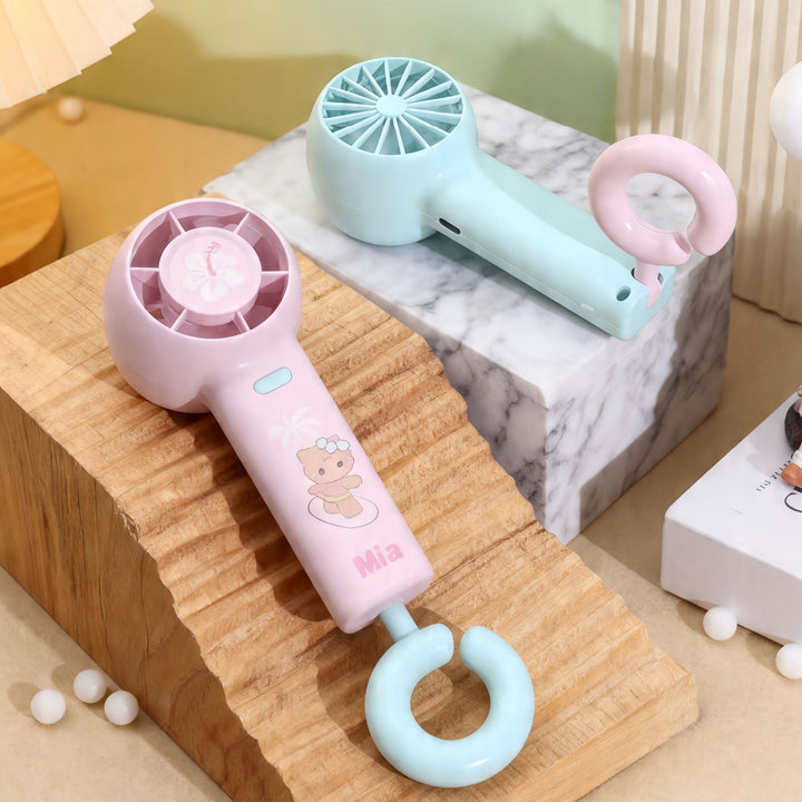 Women's portable handheld fan with customizable character design Bowlift