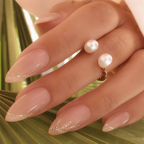 Elegant Stiletto Press-On Nail Set with Pearl Accent Designs Bowlift