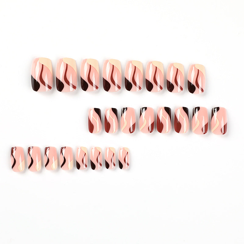 Artificial nail design with modern marble pattern Bowlift