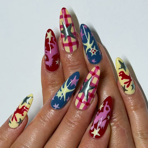 Artistic fake nails with Creative Pop-Art Design Bowlift