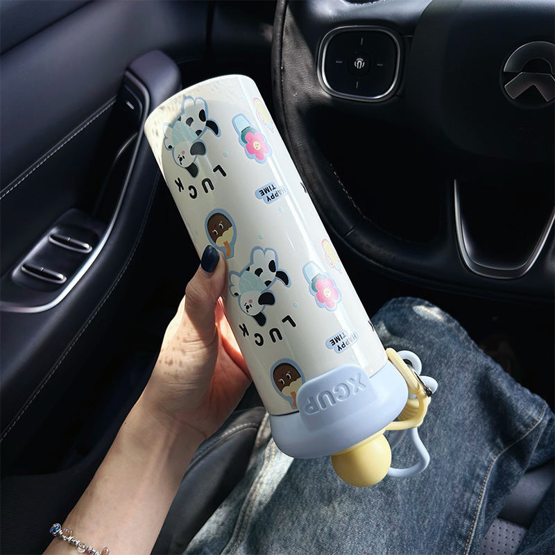 Insulated Stainless Steel Travel Water Bottle with Leakproof Flip Lid and Silicone Carry Strap Bowlift