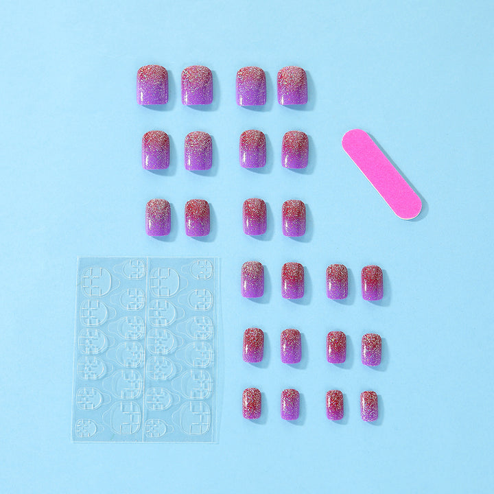 Glittering artificial nails with gradient Bowlift