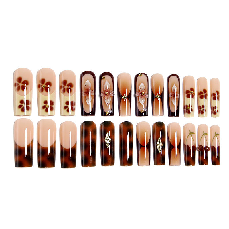 Artificial nails with creative 3D flower design and glitter accents Bowlift