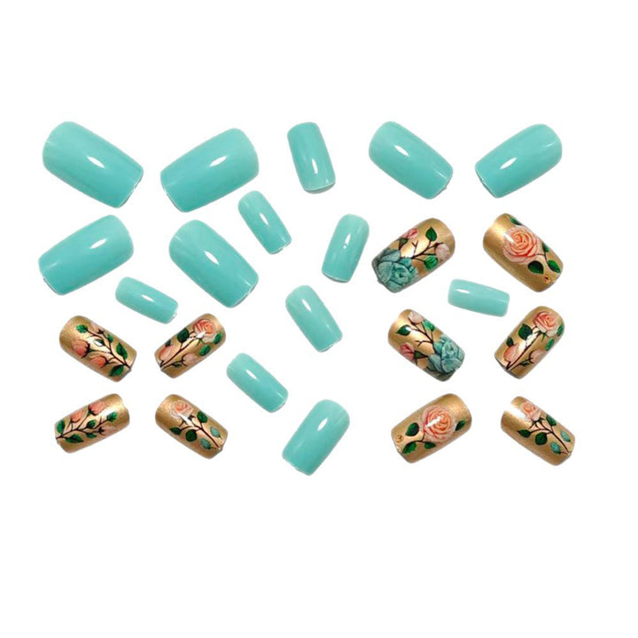 Artificial nails with floral 3D rose decor Bowlift