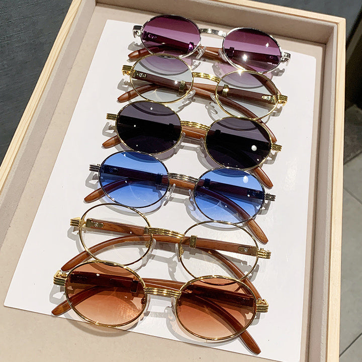 Women's Vintage-Style Sunglasses with Wooden Inner Frame Bowlift