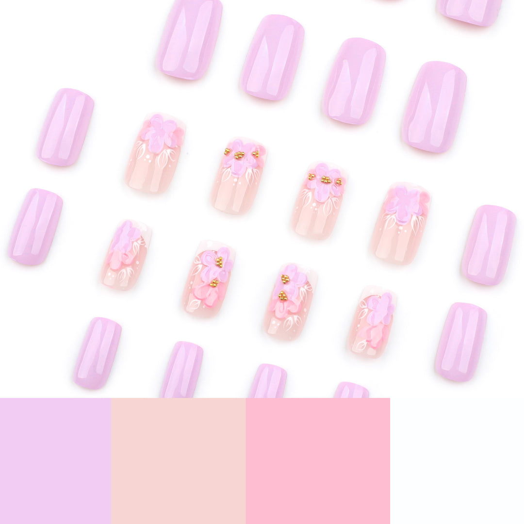 Artful Nail Extensions with Floral Design Bowlift