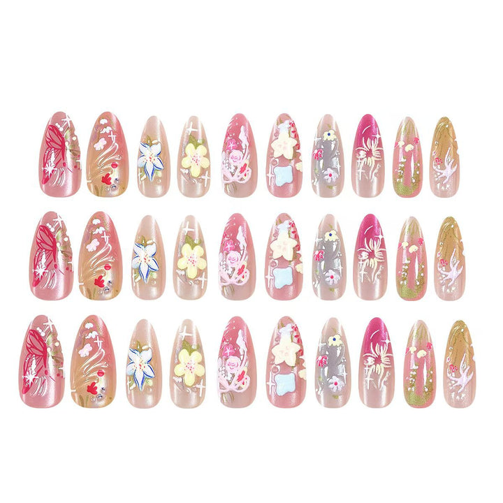 Artistic and decorated stiletto artificial nails Bowlift