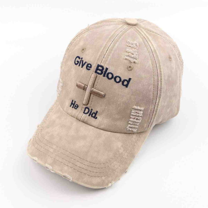 Women's Distressed Graphic Baseball Cap with Inspirational Message Bowlift