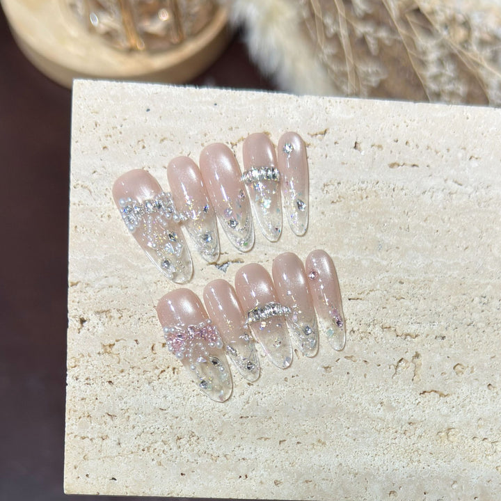 Decorative Rhinestone Press-On Nail Tips
