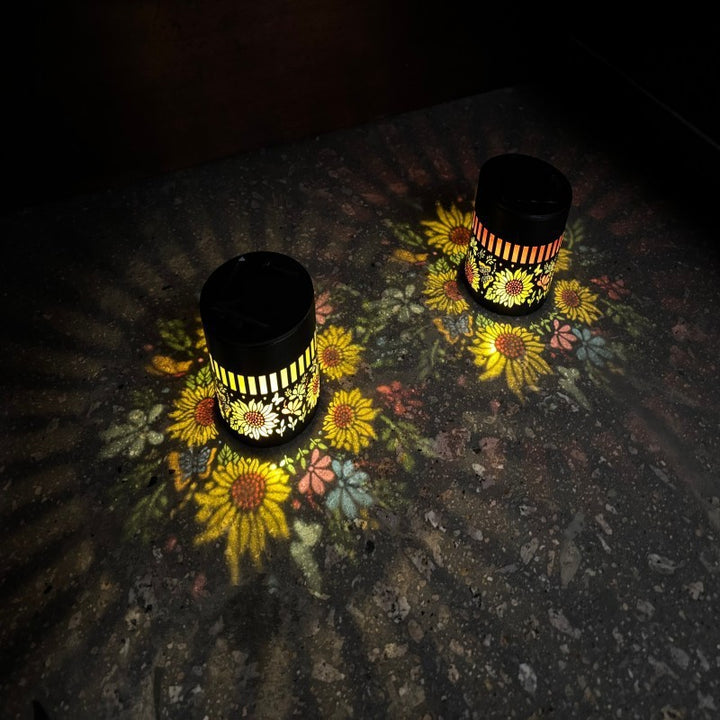 Outdoor Mandala Solar Projection Wall Lights With Patterned Metal Casing And Automatic Dusk-To-Dawn Sensor Bowlift