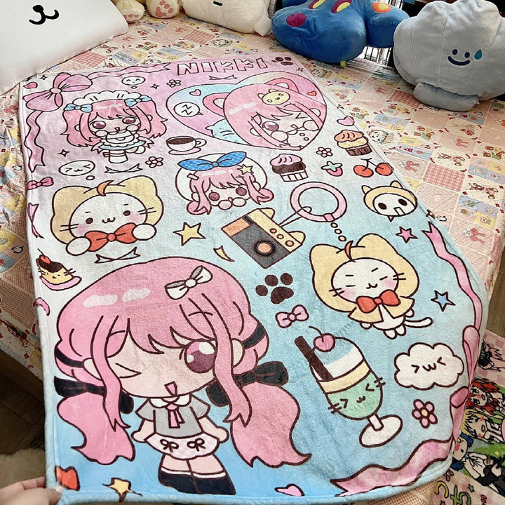 Cute Cartoon-Themed Soft Fleece Blanket