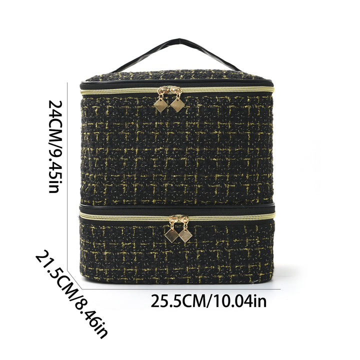 Cosmetic organizer bag with elegant fabric Bowlift