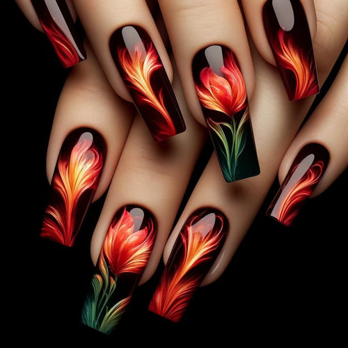 Artificial nails with floral accent Bowlift 1788541978