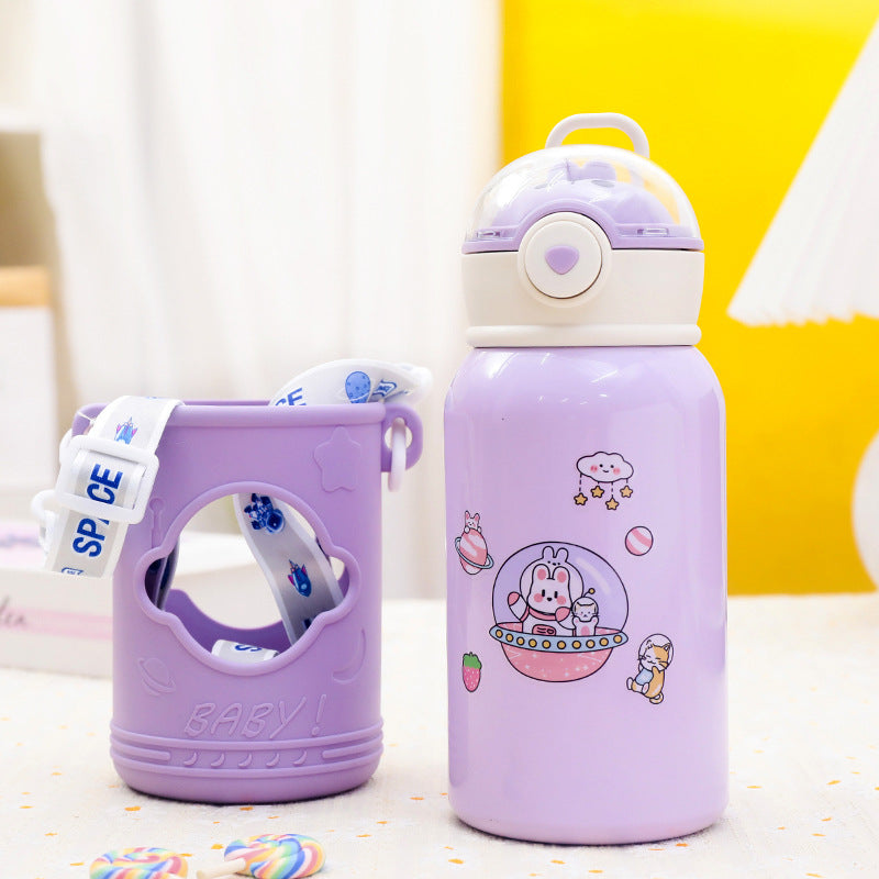 Women's Insulated Drinking Bottle with Playful Manga Design Bowlift