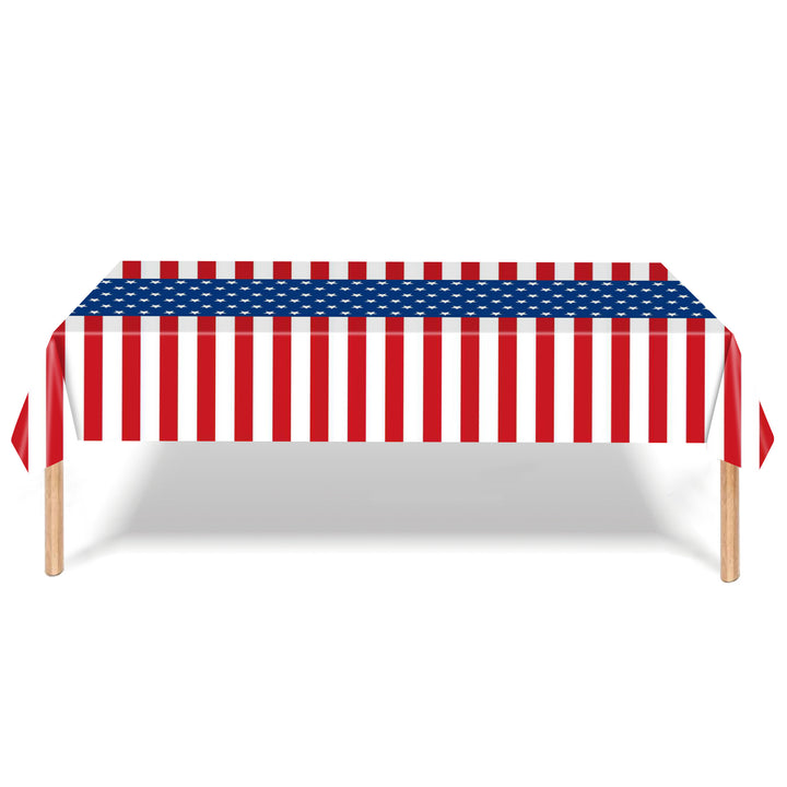 Unisex nan patriotic disposable party tableware and decoration kit with printed flag paper plates matching table covers napkins and pennant bunting Bowlift