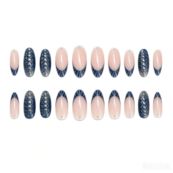Artificial nails with elegant tip decoration and decorative accents Bowlift