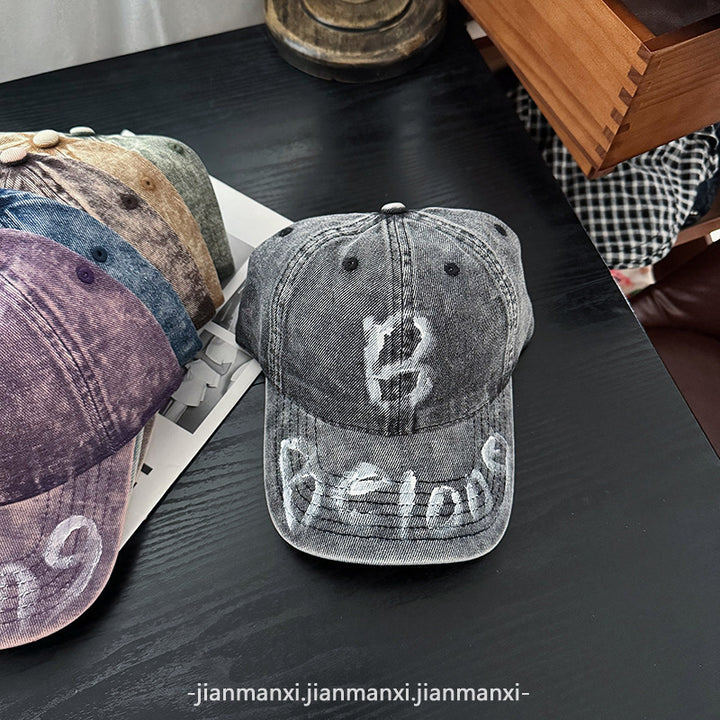 Women's Distressed Denim Adjustable Baseball Cap Bowlift