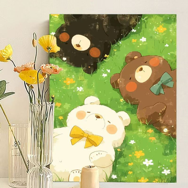 Cute Bear-Themed Art Canvas Print Bowlift