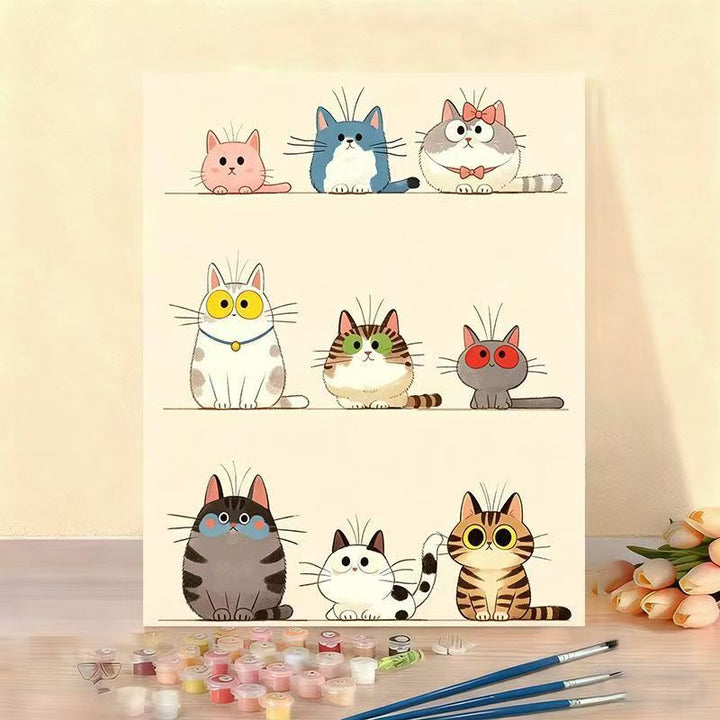 Cat-Themed Paint by Numbers Canvas Art Kit Bowlift