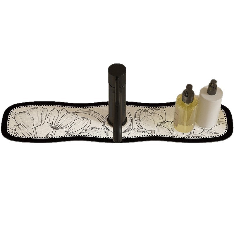 Decorative Semi-Circle Sink Faucet Splash Mat Bowlift