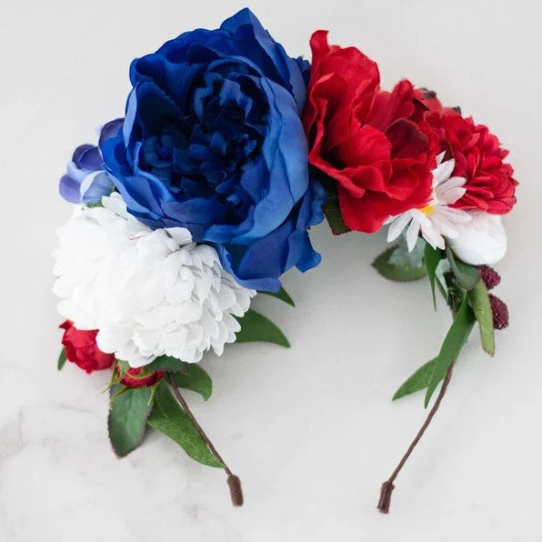 Women's flower crown headband with artistic roses and greenery Bowlift