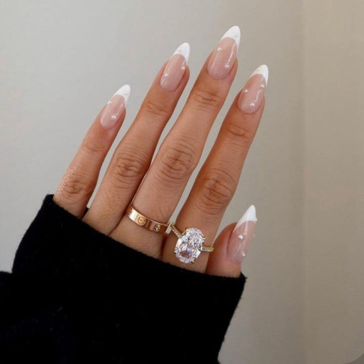Elegant French Tip Stiletto Press-On Nails Bowlift