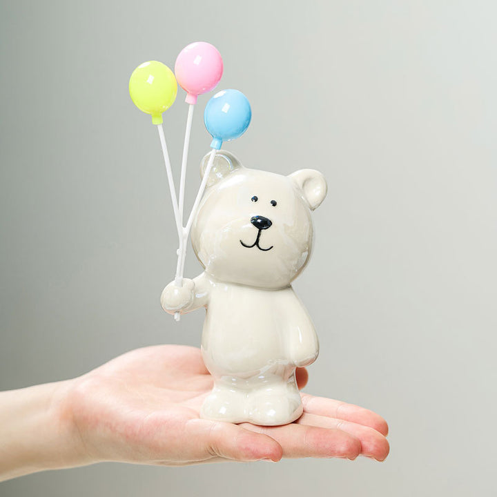 Cute ceramic bear figurine with balloons Bowlift