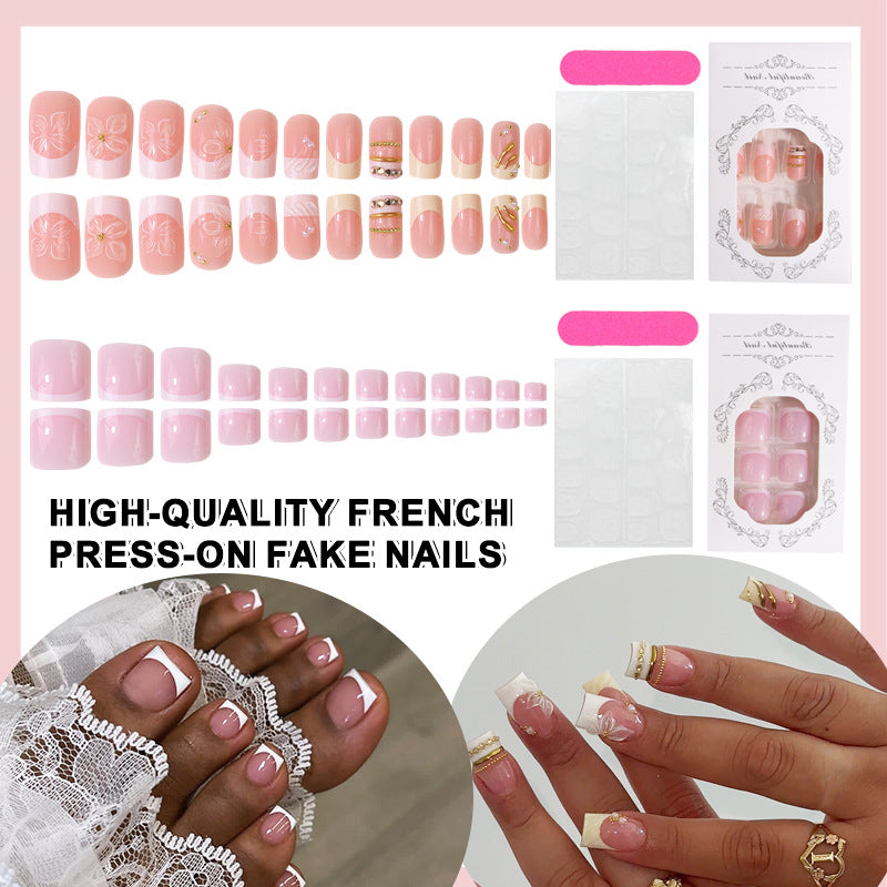 Premium French-Style Press-On Nail Set Bowlift