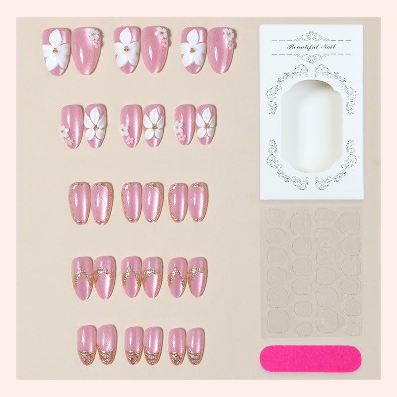 Elegant Floral Design Press-On Nail Set Bowlift