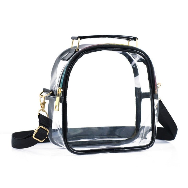 Transparent shoulder bag with double zipper Bowlift