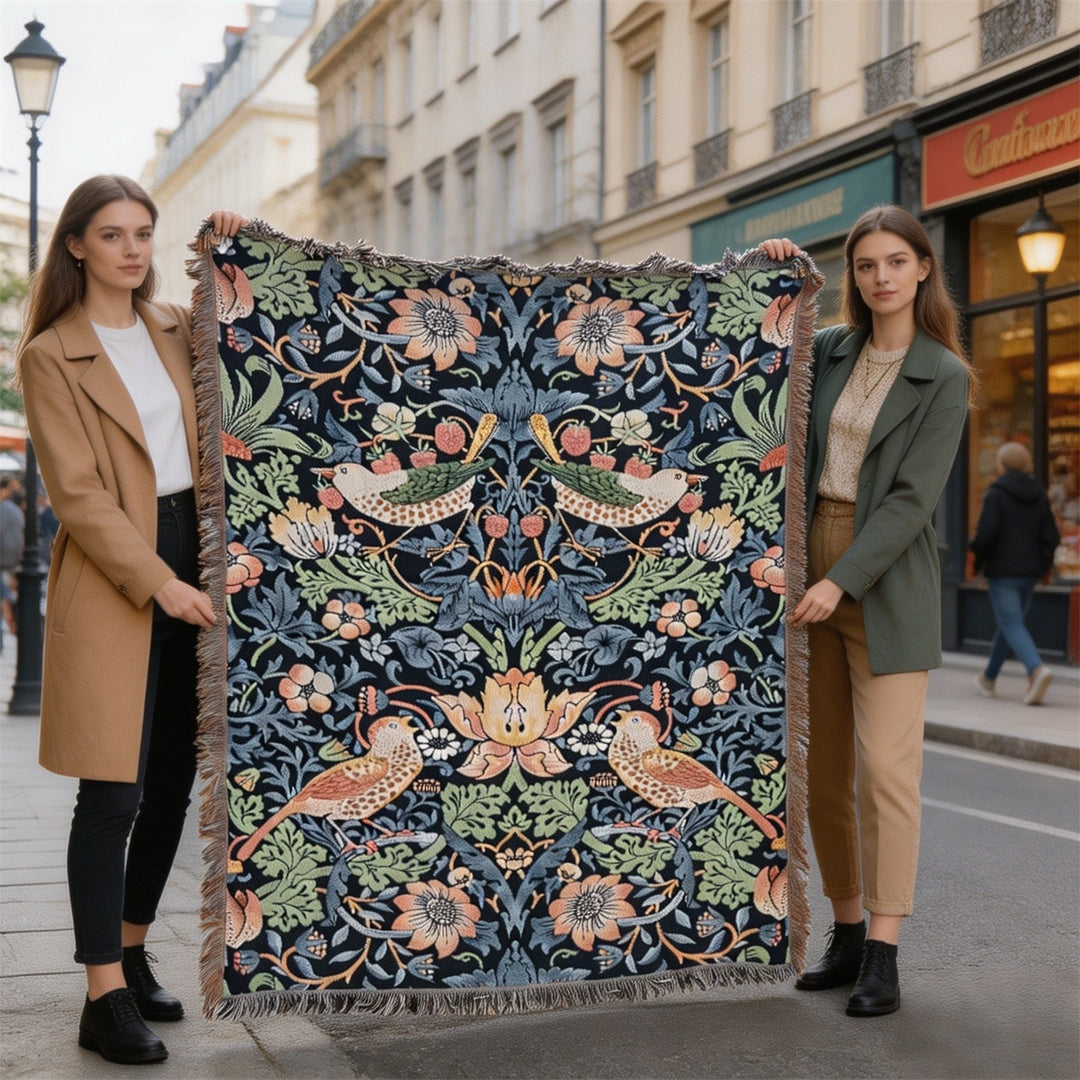 Artistic Floral Tapestry Blanket