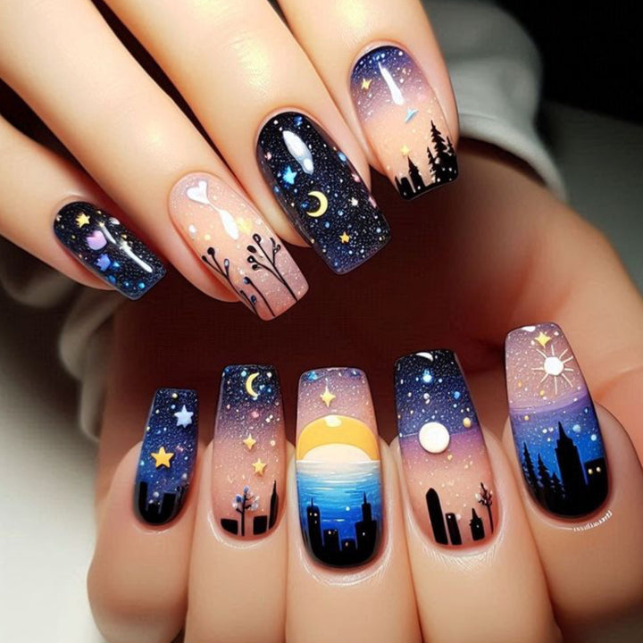 Celestial Themed Nail Art Design Bowlift