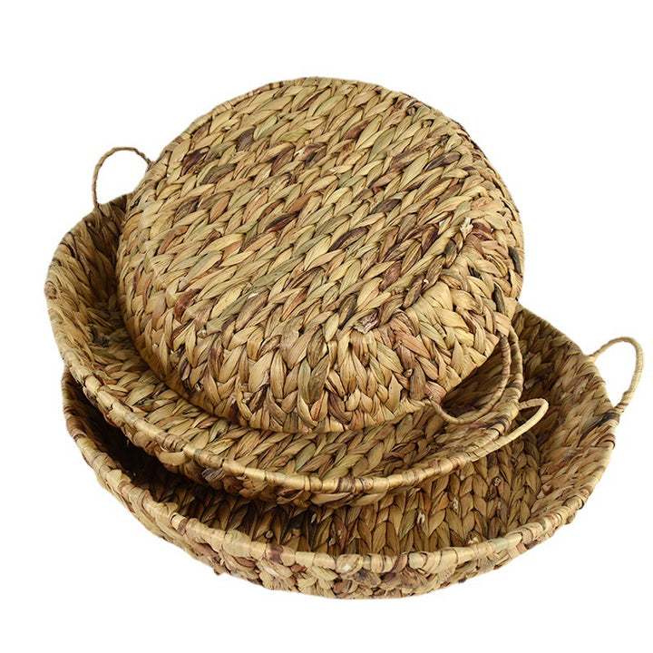 Handwoven Natural Serving Tray Set Bowlift