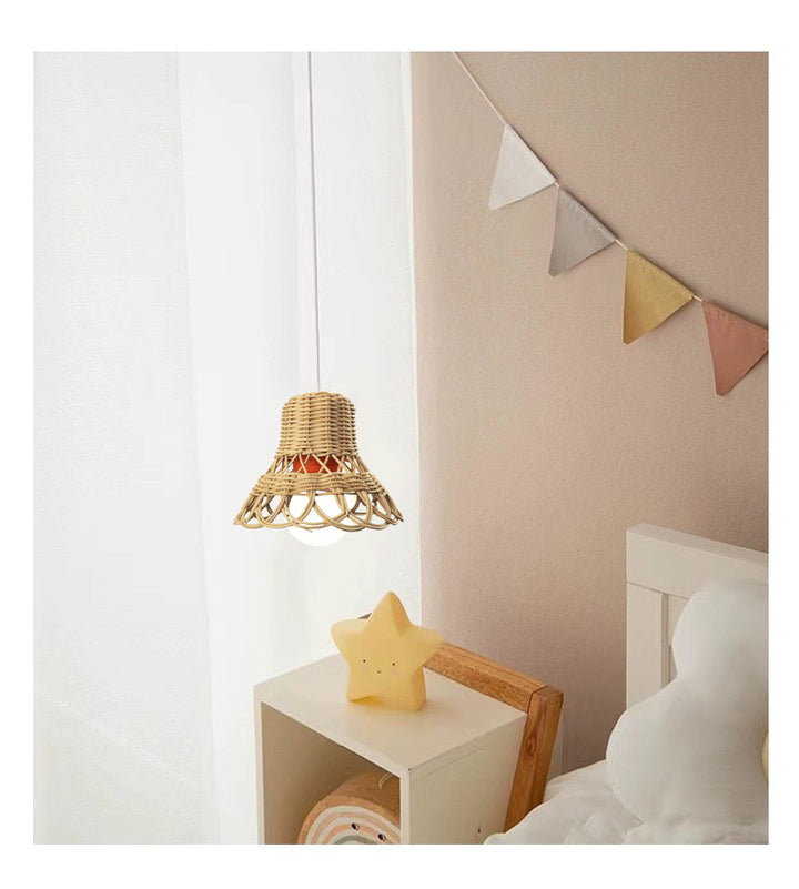 Handmade hanging lamp made of natural material Bowlift