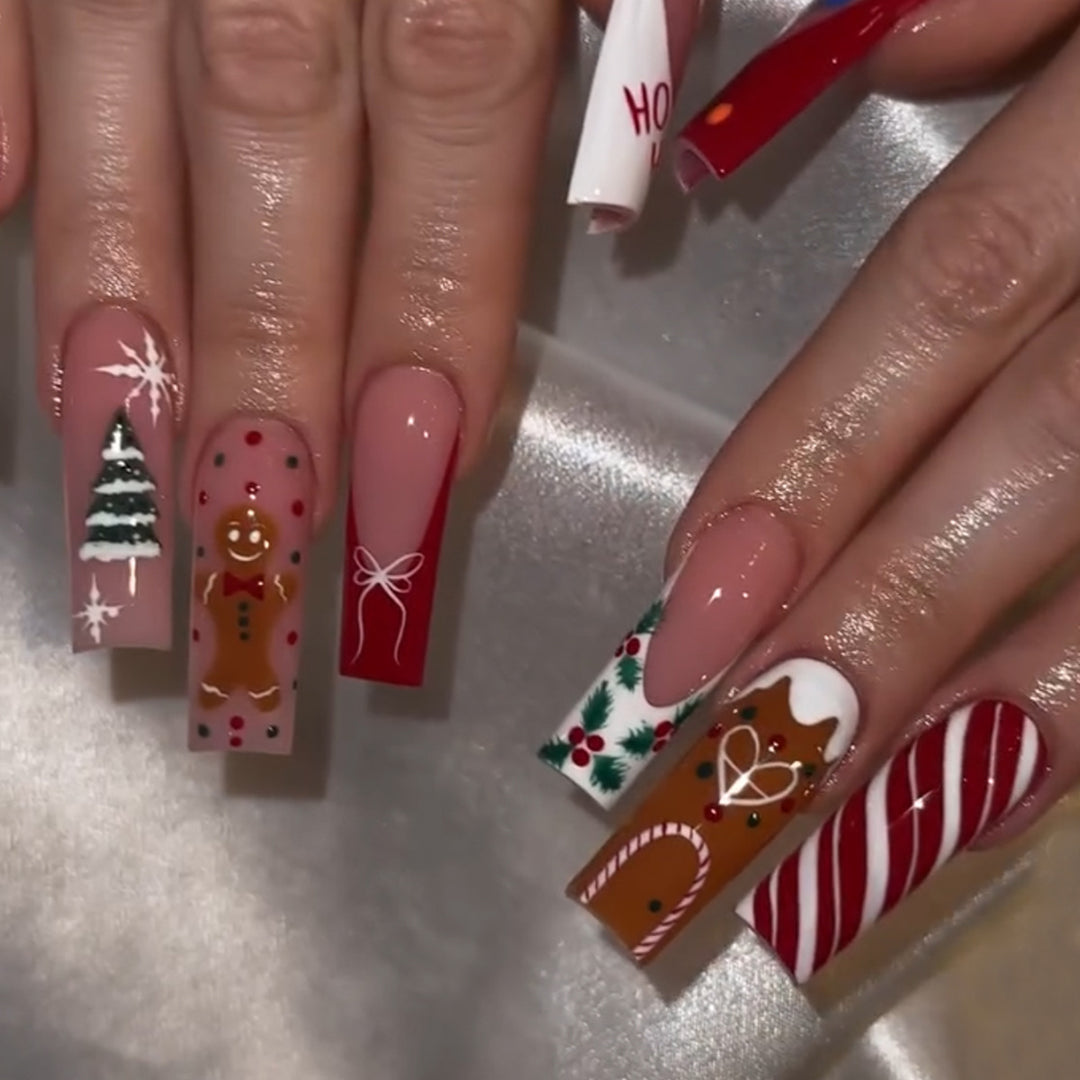 Artificial nail set with festive Christmas design Bowlift 1789118905