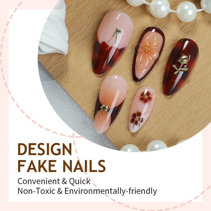 Nail set with floral and glamorous decorations Bowlift