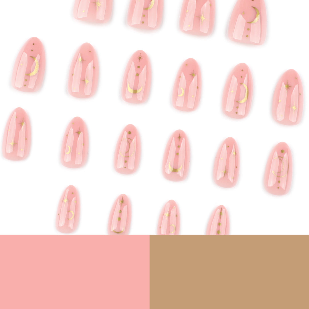 Artful Nail Extensions with Moon-Shaped and Star-Shaped Decorations Bowlift