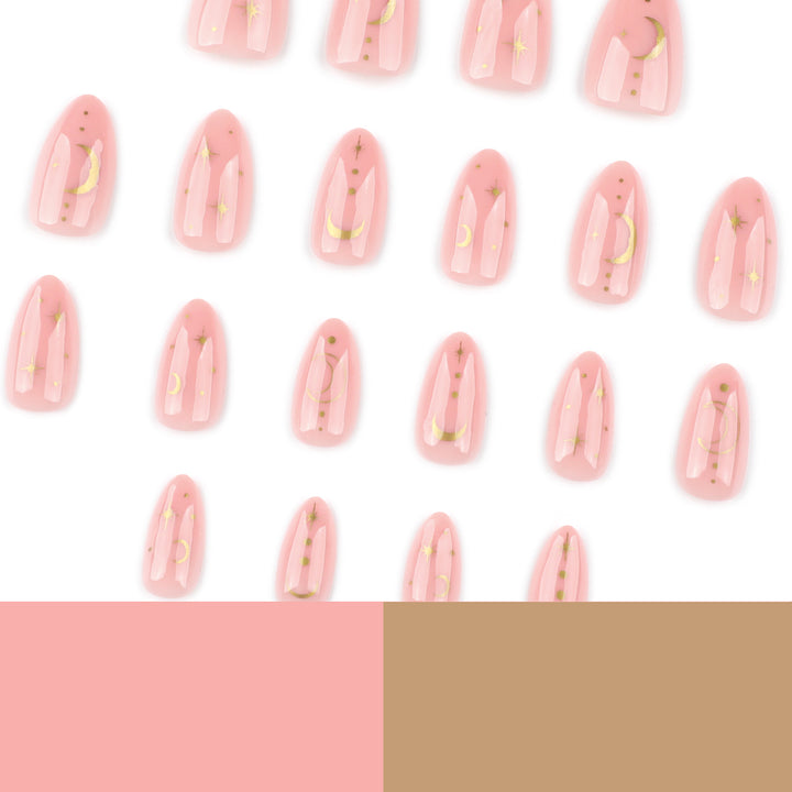 Artful Nail Extensions with Moon-Shaped and Star-Shaped Decorations Bowlift