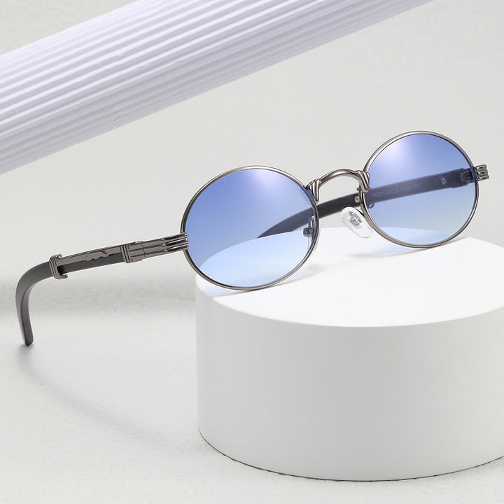 Women's round designer sunglasses with innovative metal frame Bowlift