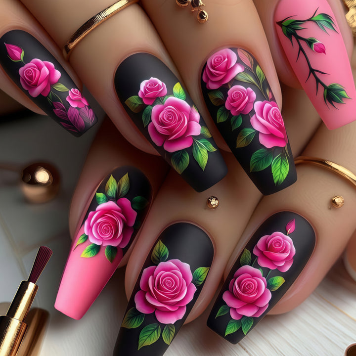 Artistic Rose Nail Tips Bowlift