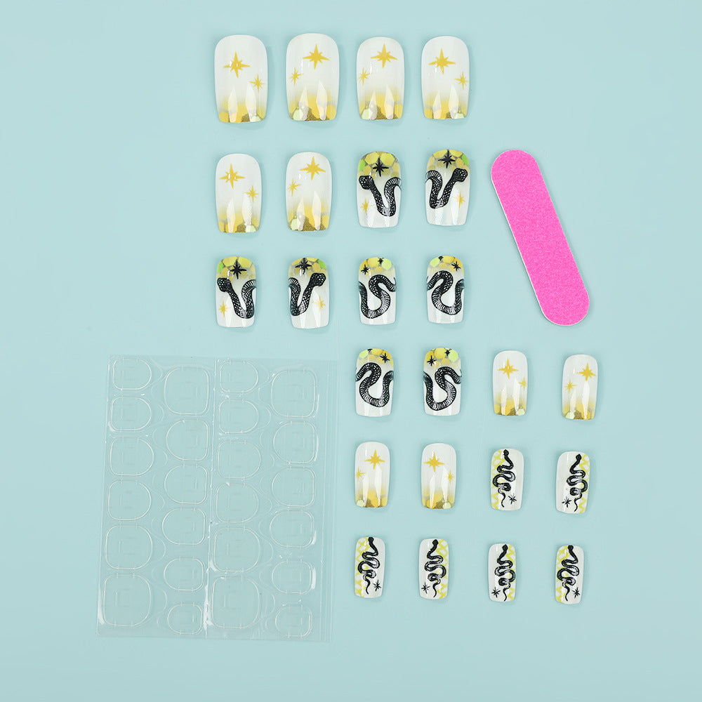 Artistic snake pattern artificial nails Bowlift